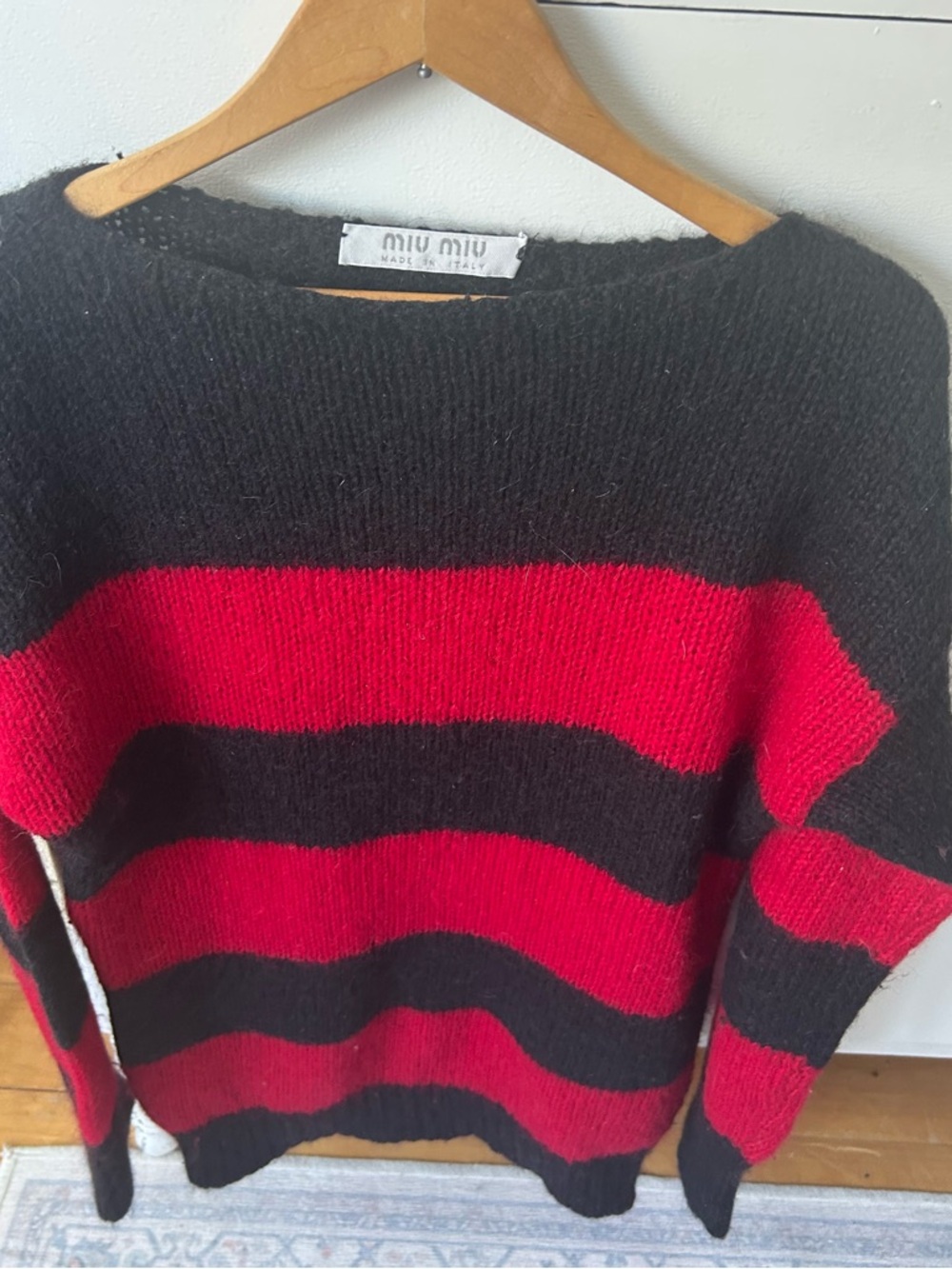 Beautiful Authentic Miu Miu Black & Red Striped Jumper